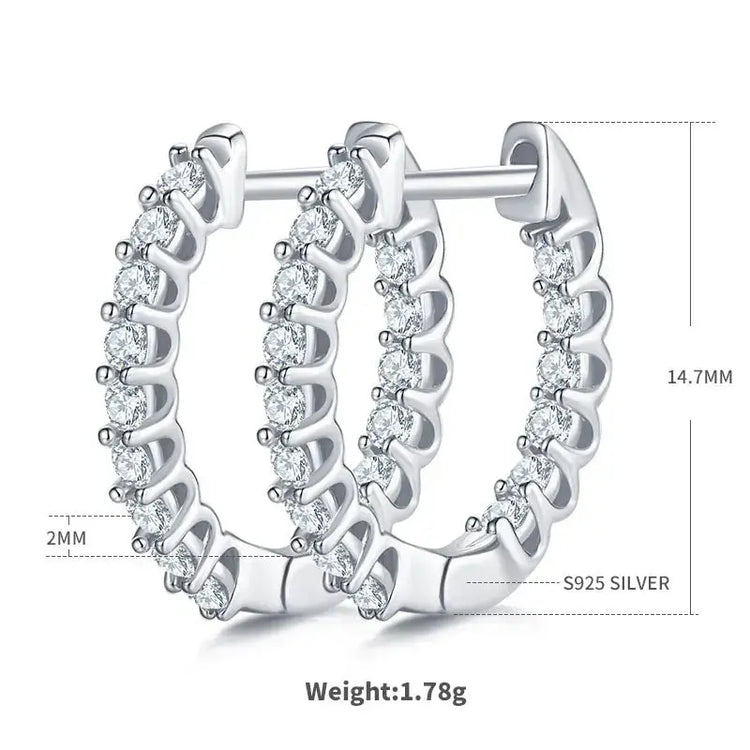 KNOBSPIN D VVS1 Moissanite Hoop Earrings for Women Sparking Diamond with GRA Original s925 Sterling Silver Plated 18k Earring Jewelry and Clovers