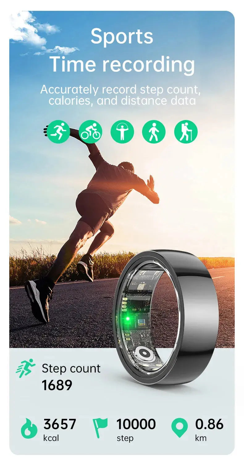 Smart Ring Bluetooth 5.1 Sleep Camera Remote Control Multiple Exercise Modes Wearable Fitness Ring Jewelry and Clovers