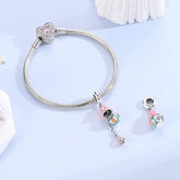 Charms Beads 925 Sterling Silver Pink Love Bow Rubik&