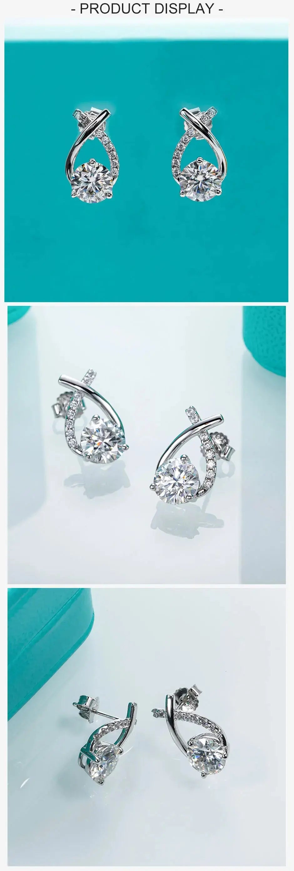 AnuJewel 4cttw D Color Moissanite Diamond 18K Gold Plated 925 Sterling Silver Stud Earrings For Woman Jewelry and Clovers