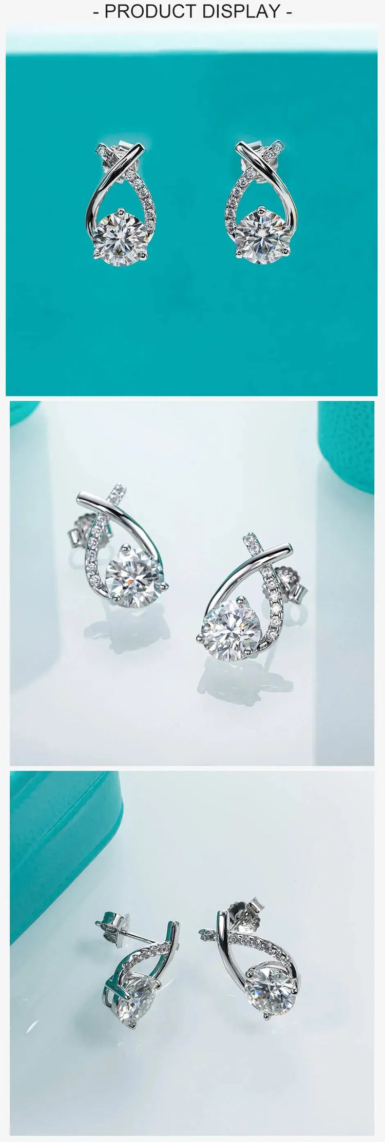 AnuJewel 4cttw D Color Moissanite Diamond 18K Gold Plated 925 Sterling Silver Stud Earrings For Woman Jewelry and Clovers