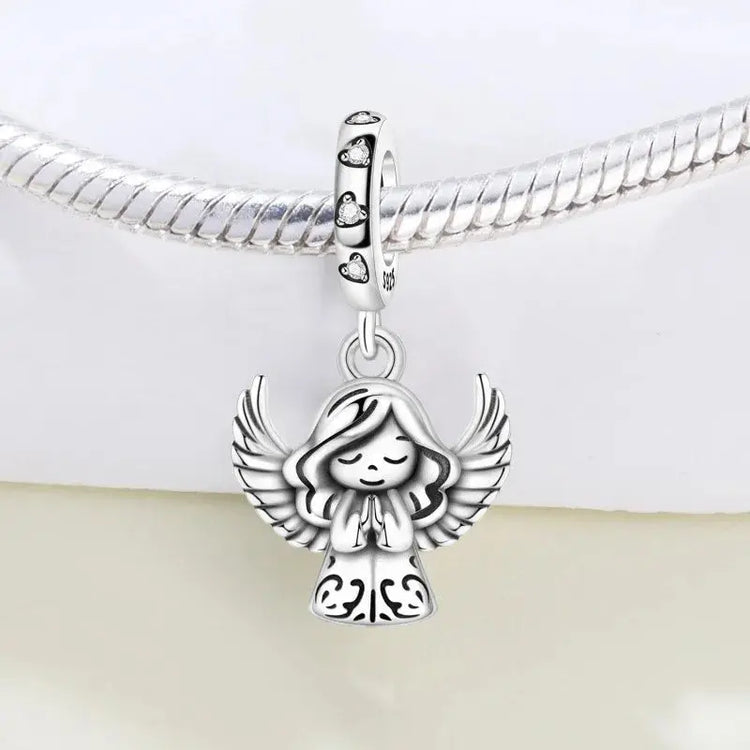 MISEFF New Original Bracelet 925 Sterling Silver Lovely Angel Girl Charms Beads For Jewelry Gifts Jewelry and Clovers
