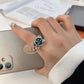 New Fashion Silver Color Green Flower Leaf Rose Daisy Enamel Open Finger Rings For Women Girl Jewelry Gift Dropship Wholesale Jewelry and Clovers