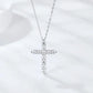 BIJOX STORY 3mm Moissanite Cross Pendant Necklace Original Sterling SILVER Chain Plated 18k White GOLD Rose GOLD Fine Necklace for Women Great For Gift via Family Jewelry and Clovers