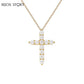 BIJOX STORY 3mm Moissanite Cross Pendant Necklace Original Sterling SILVER Chain Plated 18k White GOLD Rose GOLD Fine Necklace for Women Great For Gift via Family Jewelry and Clovers