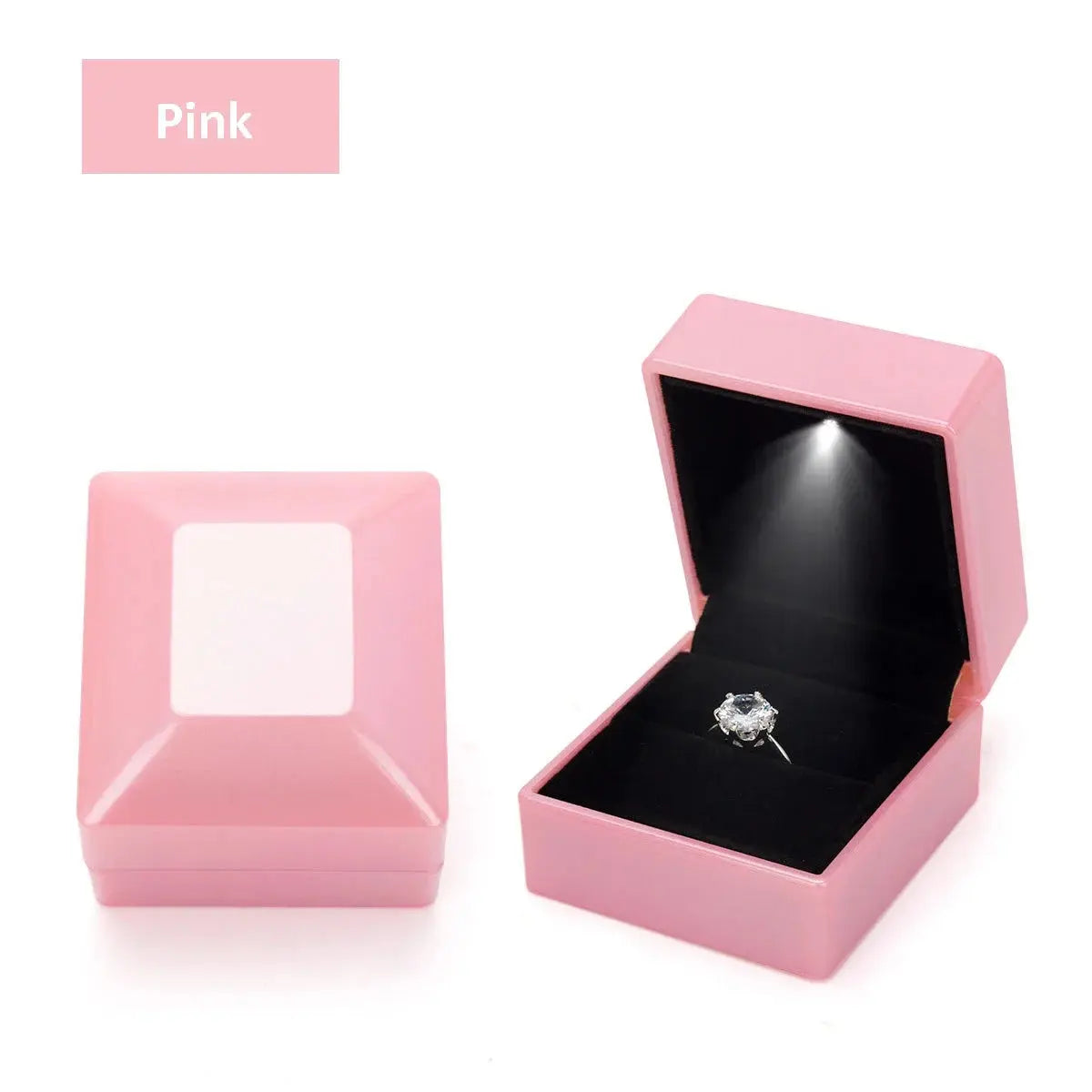 1PC LED Light Ring Box Engagement Proposal Wedding Luxury Gift Box Red Wine Ring Case for Valentine&