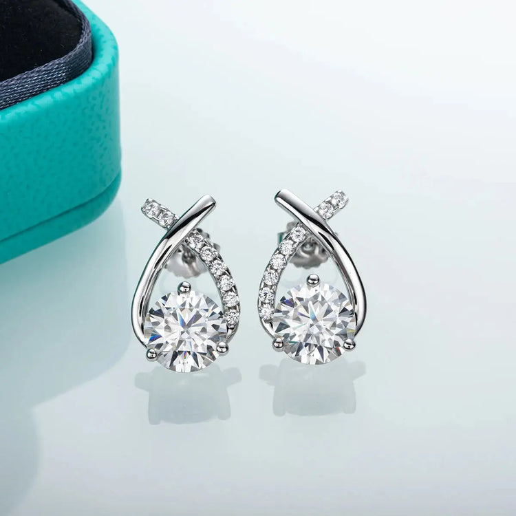 AnuJewel 4cttw D Color Moissanite Diamond 18K Gold Plated 925 Sterling Silver Stud Earrings For Woman Jewelry and Clovers