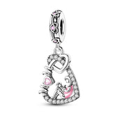 Charms Beads 925 Sterling Silver Pink Love Bow Rubik&
