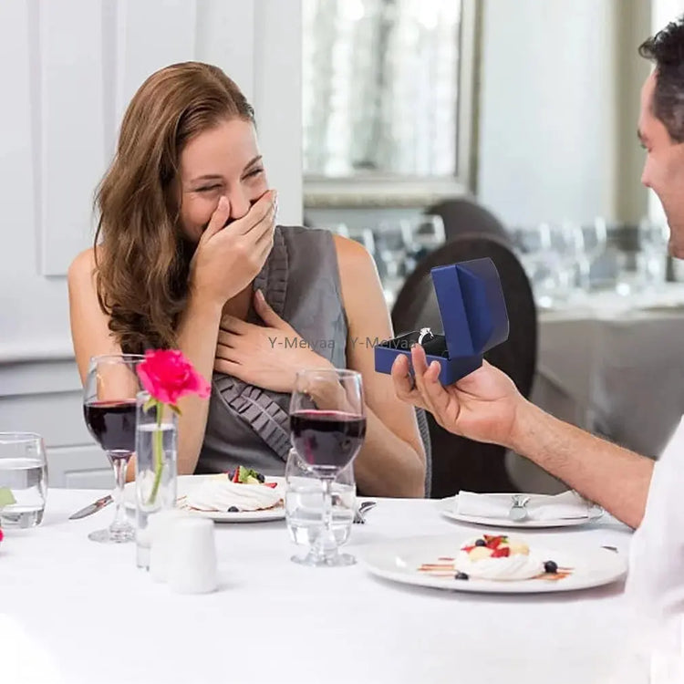 1PC LED Light Ring Box Engagement Proposal Wedding Luxury Gift Box Red Wine Ring Case for Valentine&