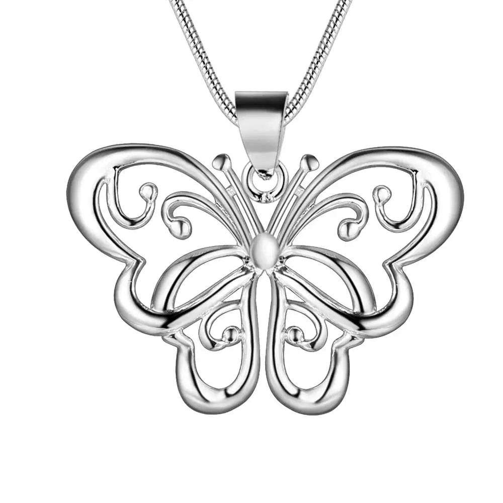 New 925 Sterling Silver Necklace Pendant Butterfly for Women Wedding Jewelry Fine Accessories High Quality Fashion Gifts Party Jewelry and Clovers