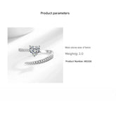 925 Sterling Silver Light Luxury Fashion Versatile Love Zircon Ring Birthday Party Anniversary Gift Jewelry and Clovers