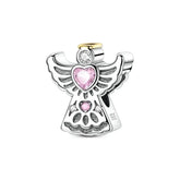 Charms Beads 925 Sterling Silver Pink Love Bow Rubik&