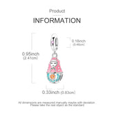 Charms Beads 925 Sterling Silver Pink Love Bow Rubik&