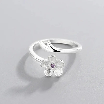 New Fashion Silver Color Green Flower Leaf Rose Daisy Enamel Open Finger Rings For Women Girl Jewelry Gift Dropship Wholesale Jewelry and Clovers