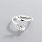 New Fashion Silver Color Green Flower Leaf Rose Daisy Enamel Open Finger Rings For Women Girl Jewelry Gift Dropship Wholesale Jewelry and Clovers