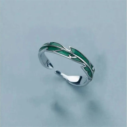 New Fashion Silver Color Green Flower Leaf Rose Daisy Enamel Open Finger Rings For Women Girl Jewelry Gift Dropship Wholesale Jewelry and Clovers