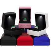 1PC LED Light Ring Box Engagement Proposal Wedding Luxury Gift Box Red Wine Ring Case for Valentine&