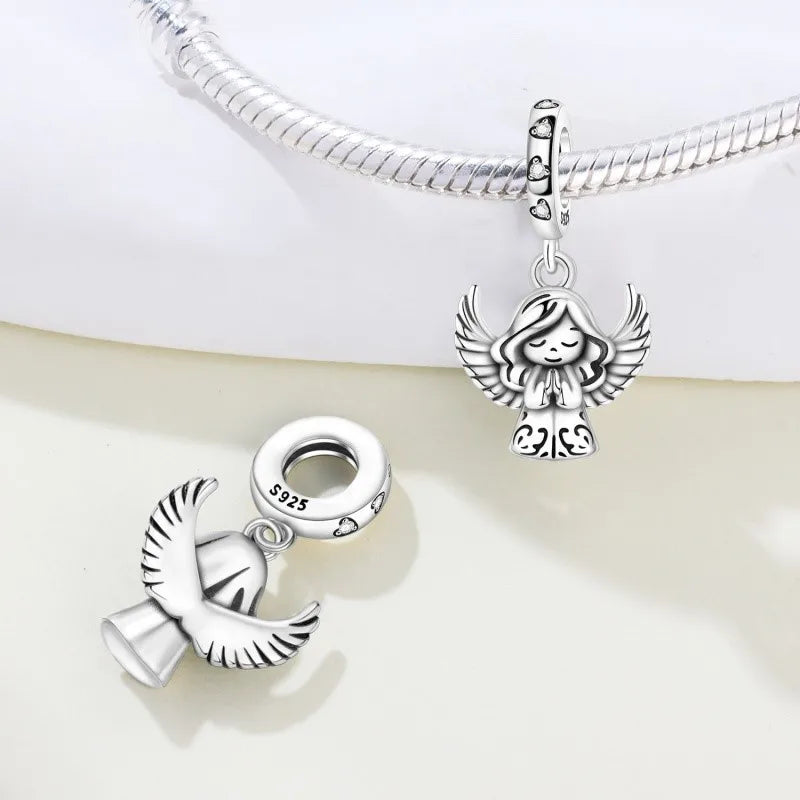 MISEFF New Original Bracelet 925 Sterling Silver Lovely Angel Girl Charms Beads For Jewelry Gifts