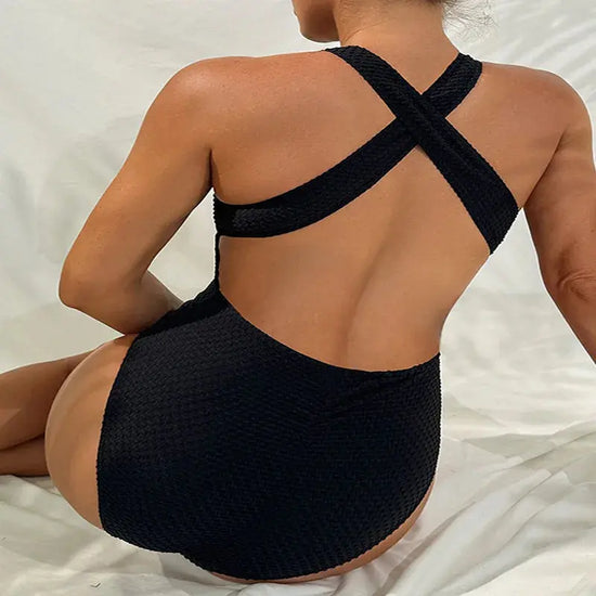 2025 Summer Maternity Loose-Fit Open Back One-Piece Swimsuit Solid Color Beachwear Chic Pregnancy Women Swimwear Clothes Jewelry and Clovers