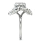Rhodium 925 Sterling Silver Ring with AAA Grade CZ  in Clear