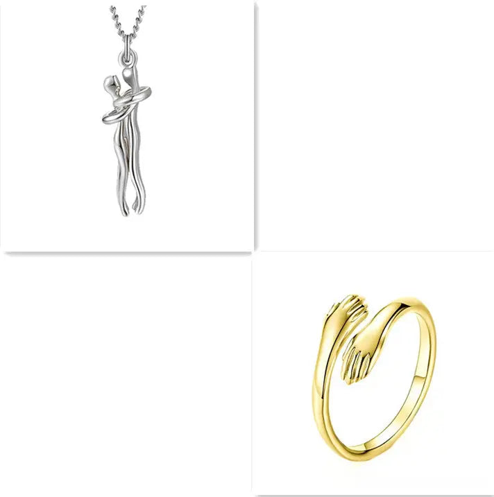 Love Hug Necklace Unisex Men Women Couple Jewelry Simple Temperament Clavicle Chain Valentines Day Lover Gifts Jewelry and Clovers