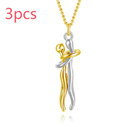 Love Hug Necklace Unisex Men Women Couple Jewelry Simple Temperament Clavicle Chain Valentines Day Lover Gifts Jewelry and Clovers