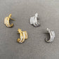 Zircon Inlaid Star 18K Gold Plated S.Steel Stud Earrings-FGS: Steel color