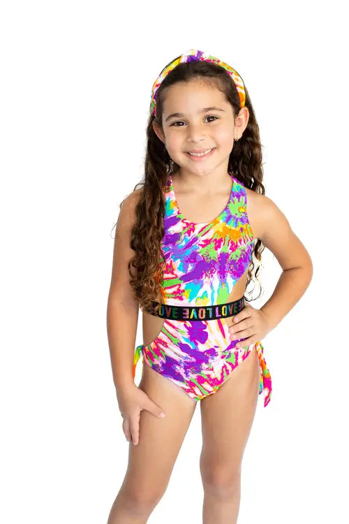 Tie Dye Love Trikini Swimsuit - Kids Swimwear Jewelry and Clovers