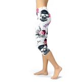 Womens Day Of The Dead Capri Leggings Jewelry and Clovers
