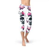 Womens Day Of The Dead Capri Leggings Jewelry and Clovers