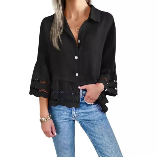 Lace-trimmed Shirt With Flared Lace Detailing At The Cuffs Jewelry and Clovers