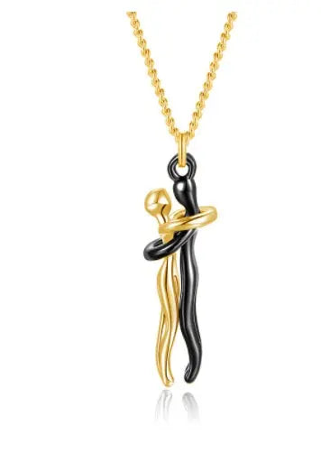 Love Hug Necklace Unisex Men Women Couple Jewelry Simple Temperament Clavicle Chain Valentines Day Lover Gifts Jewelry and Clovers