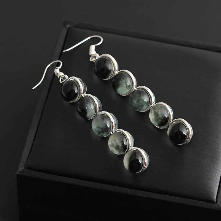Gemstone Moon Fashion Glass Ball Star Long Earrings Ashley and Clovers