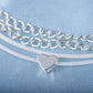 Bohemian Silver Heart Multi Chain Anklet Perfect For Summer Outfits and Shoes