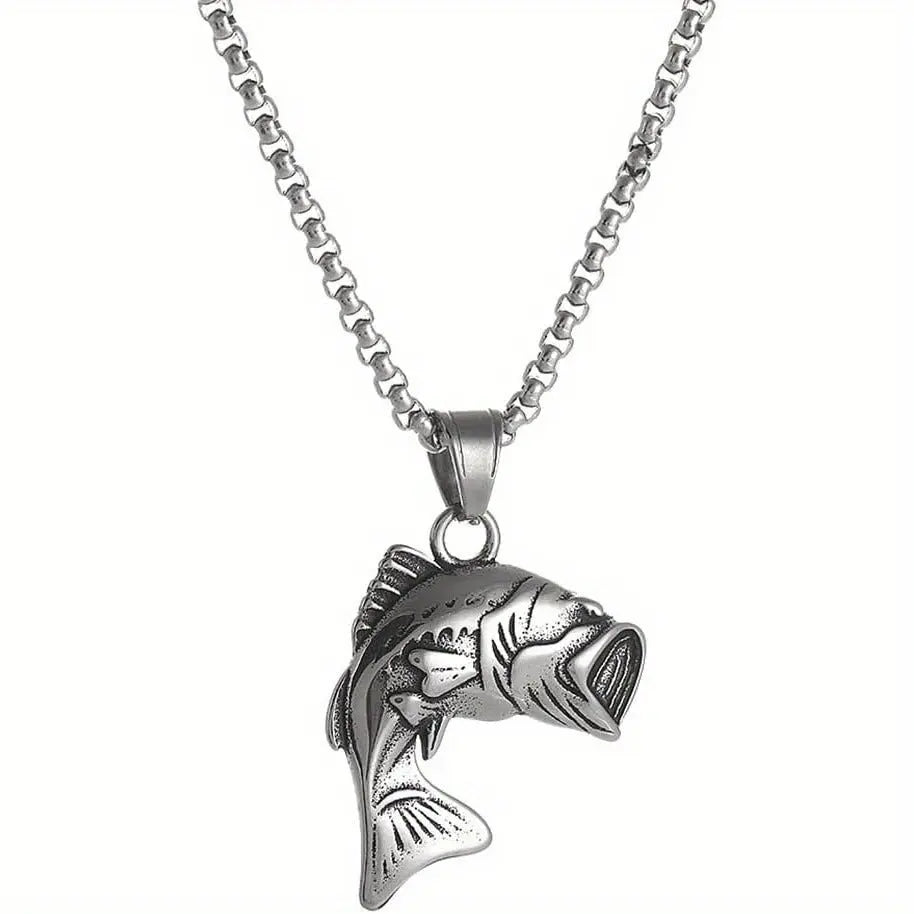 Retro Bigmouth Bass Pendant Necklace - Jewelry and Clovers